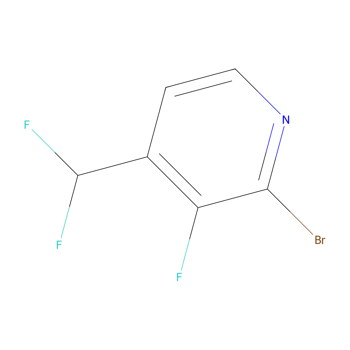 2-Bromo-3-fluoro-4-(difluoromethyl)pyridine molecular structure, CAS 1806770-16-0