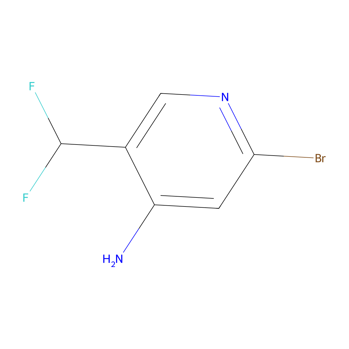 2-Bromo-5-(difluoromethyl)pyridin-4-amine molecular structure, CAS 1806773-35-2