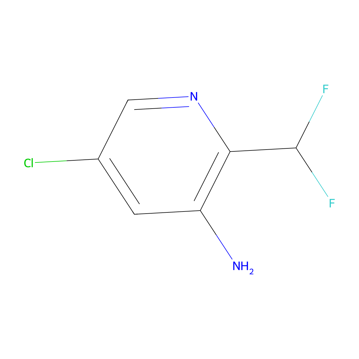 5-Chloro-2-(difluoromethyl)pyridin-3-amine molecular structure, CAS 1806773-42-1
