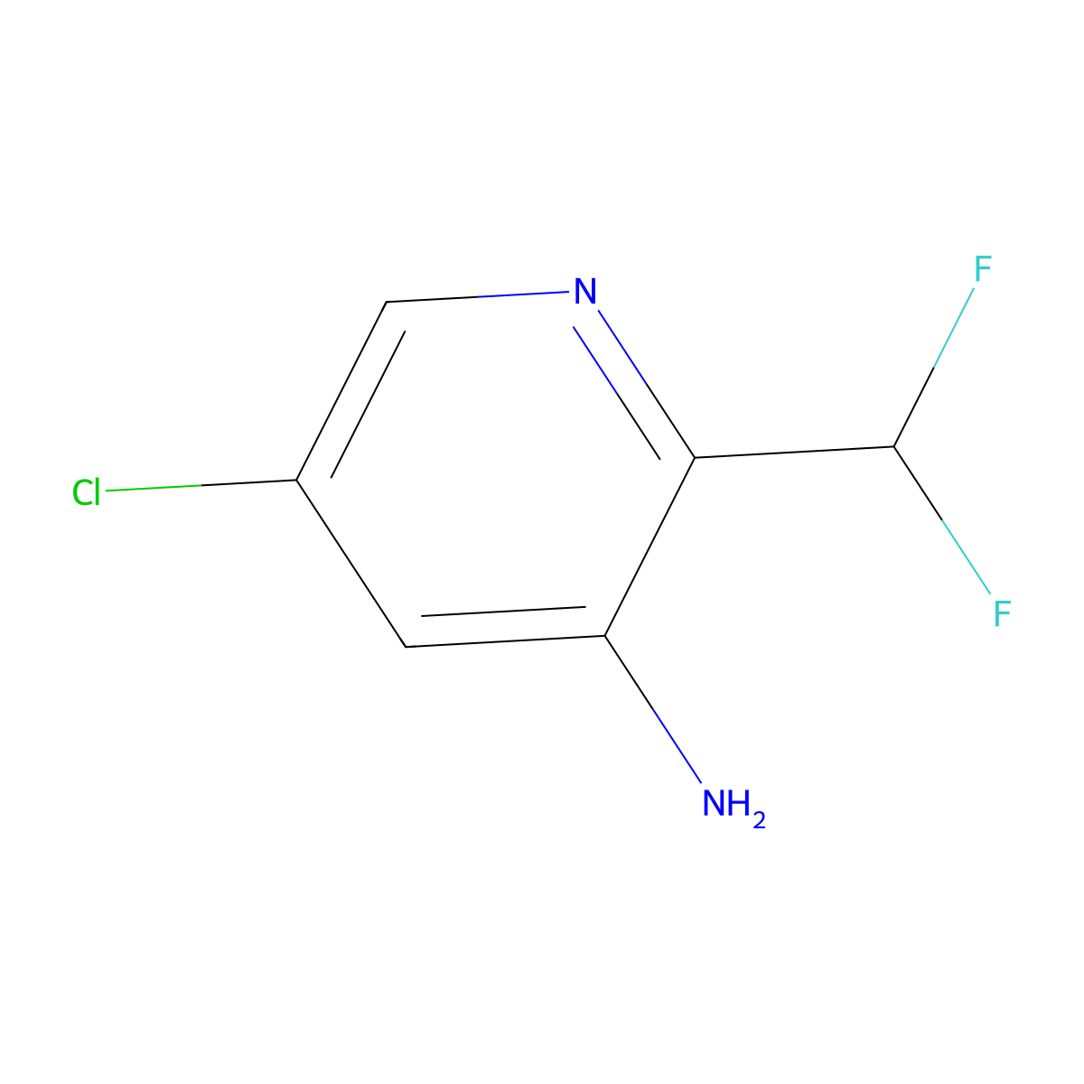 5-Chloro-2-(difluoromethyl)pyridin-3-amine molecular structure, CAS 1806773-42-1