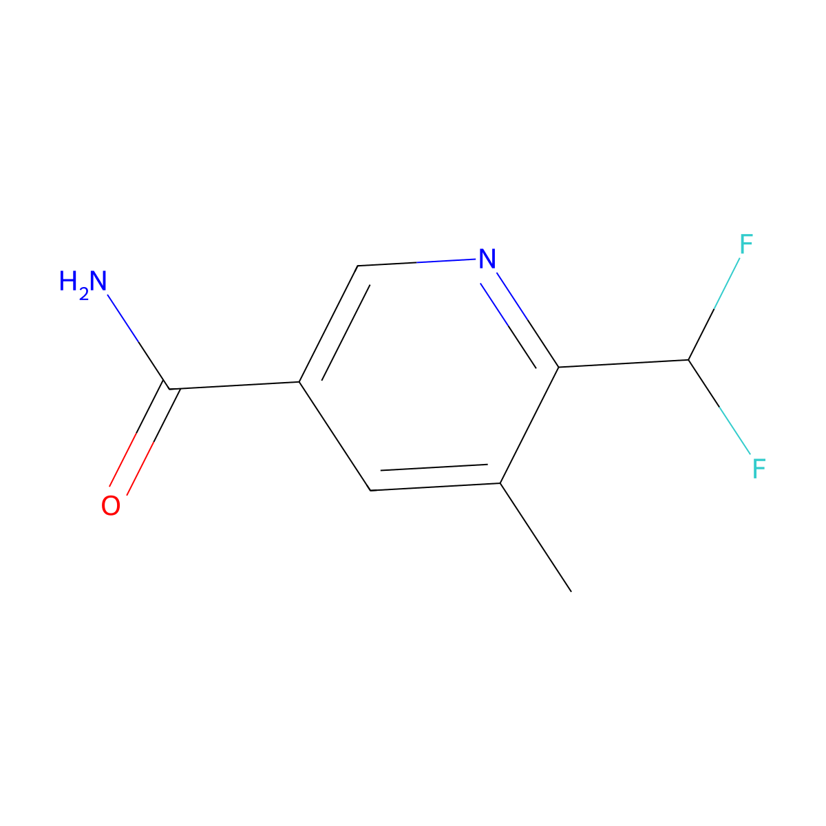6-(Difluoromethyl)-5-methylpyridine-3-carboxamide molecular structure, CAS 1806775-39-2
