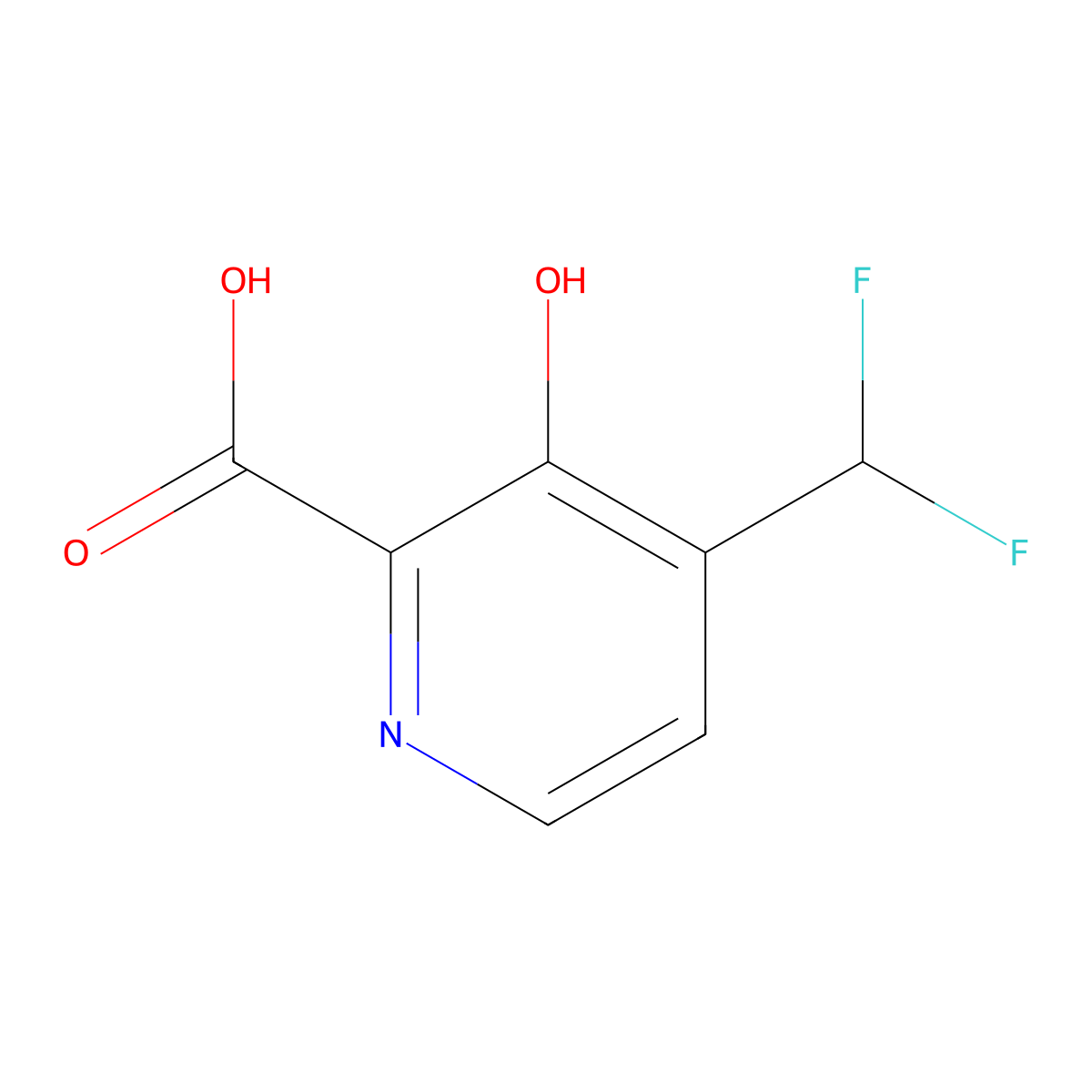 4-(Difluoromethyl)-3-hydroxypyridine-2-carboxylic acid molecular structure, CAS 1806778-56-2