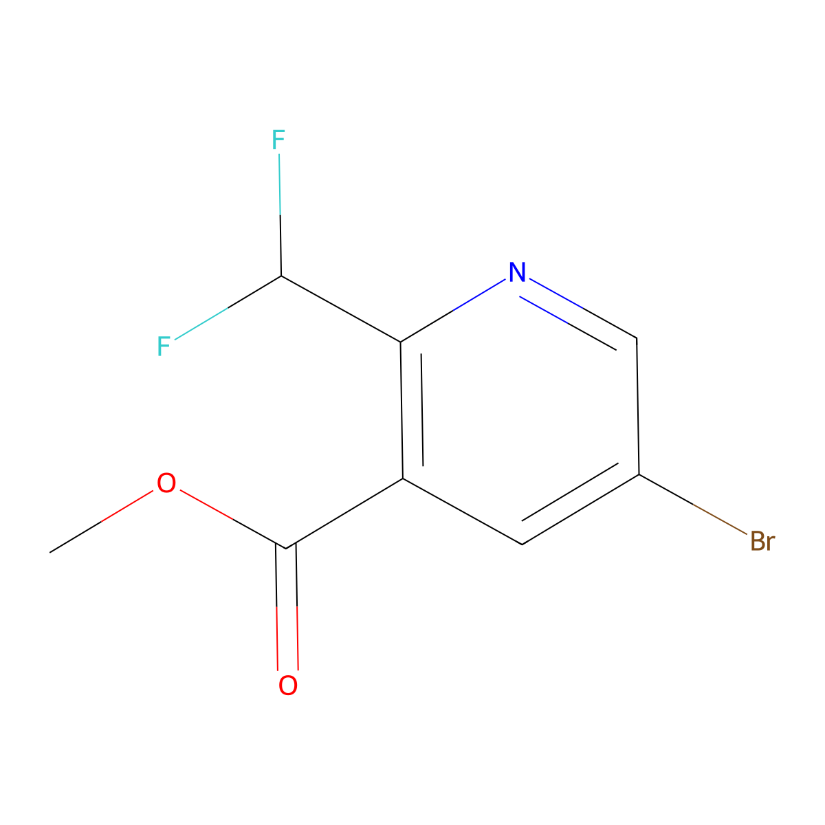 Methyl 5-bromo-2-(difluoromethyl)pyridine-3-carboxylate molecular structure, CAS 1806780-04-0