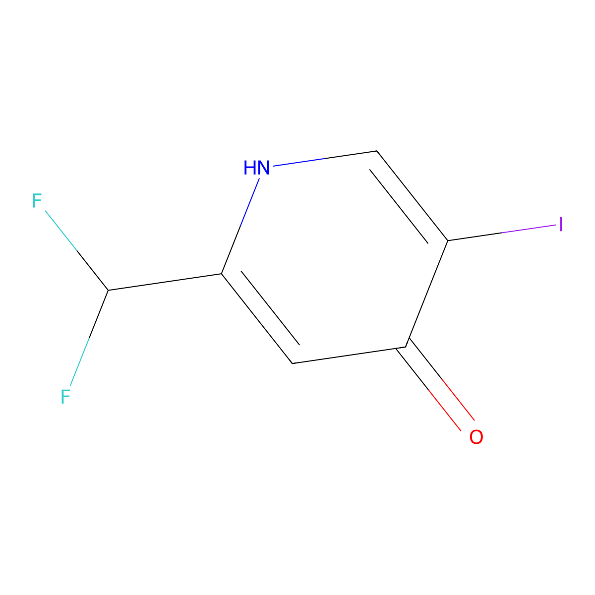 2-(Difluoromethyl)-5-iodo-4-hydroxypyridine molecular structure, CAS 1806780-31-3