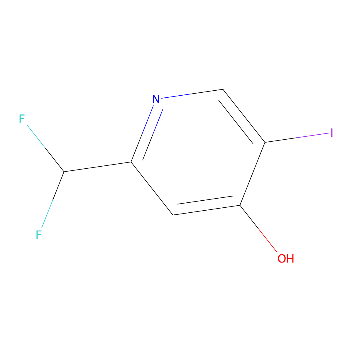 2-(Difluoromethyl)-5-iodo-4-hydroxypyridine molecular structure, CAS 1806780-31-3