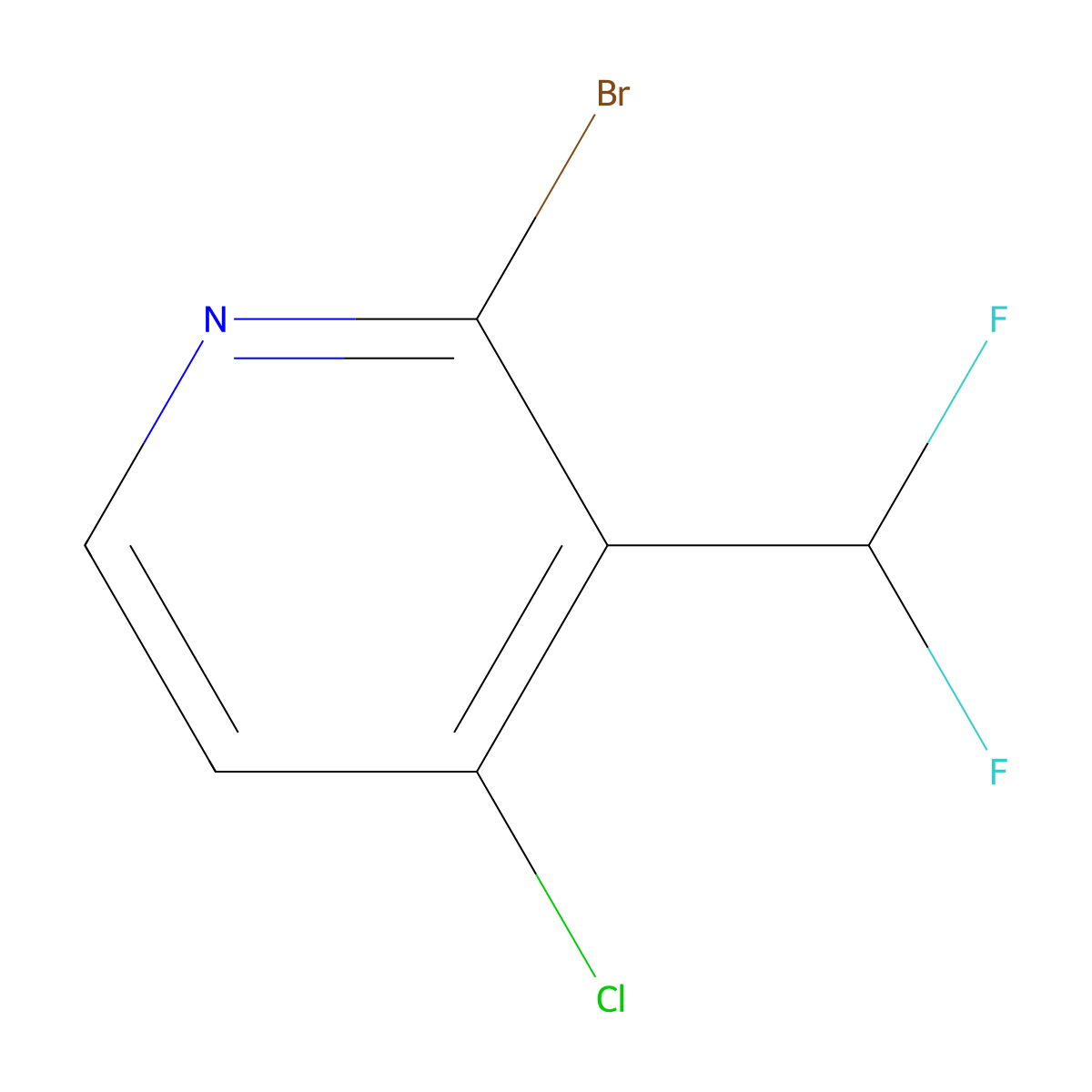 2-Bromo-4-chloro-3-(difluoromethyl)pyridine molecular structure, CAS 1806780-68-6