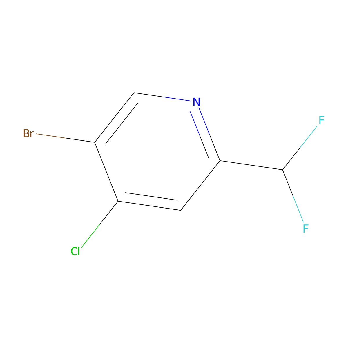 5-Bromo-4-chloro-2-(difluoromethyl)pyridine molecular structure, CAS 1806780-80-2