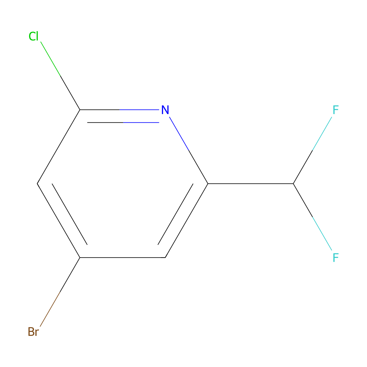 4-Bromo-2-chloro-6-(difluoromethyl)pyridine molecular structure, CAS 1806780-85-7