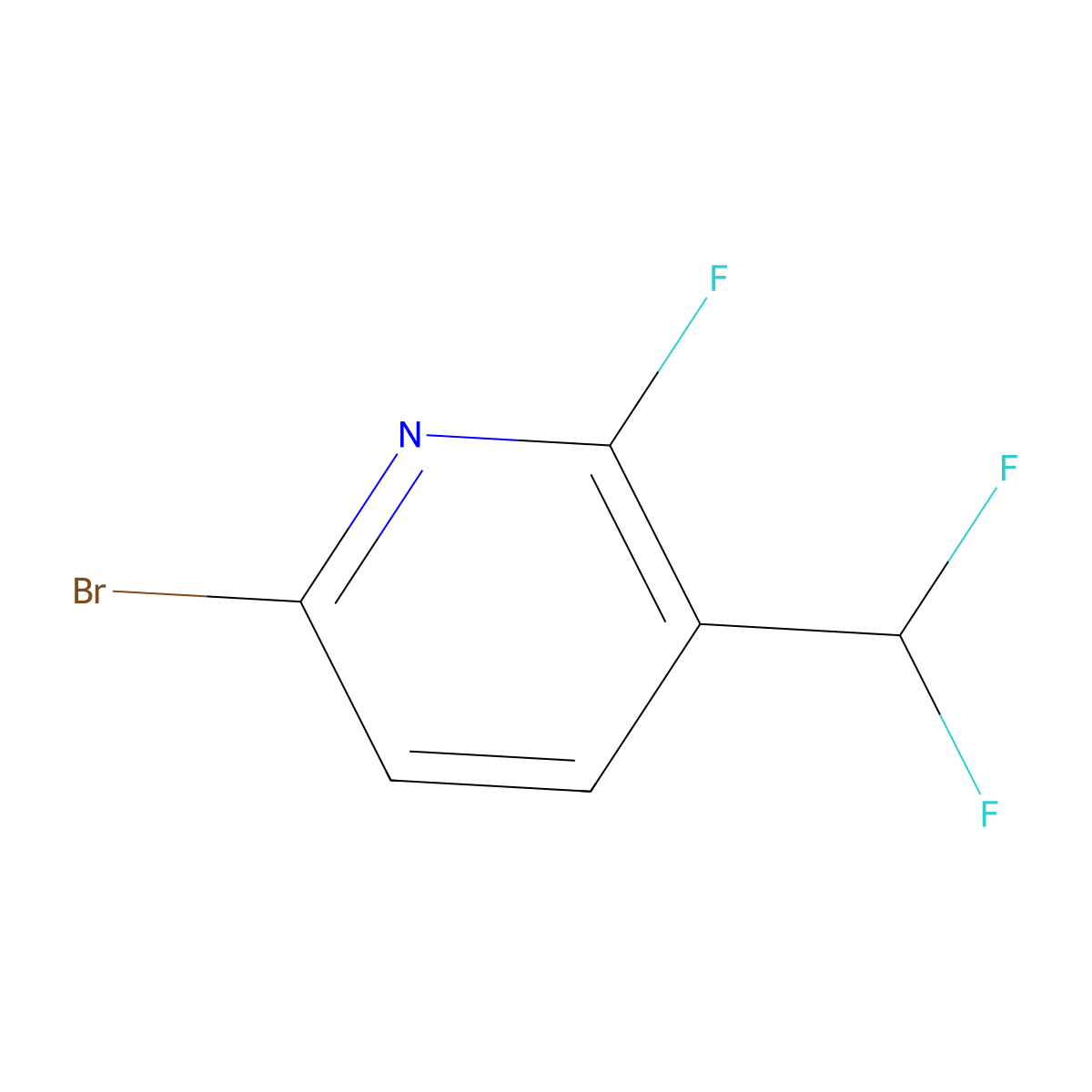 6-Bromo-3-(difluoromethyl)-2-fluoropyridine molecular structure, CAS 1806781-37-2