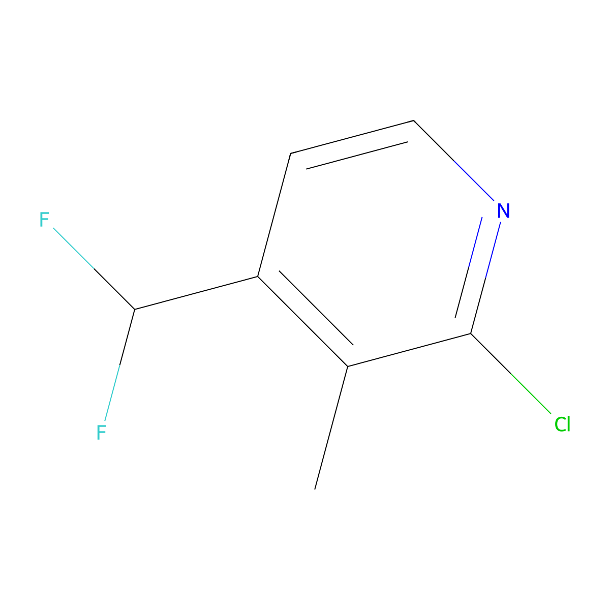 2-Chloro-4-(difluoromethyl)-3-methylpyridine molecular structure, CAS 1806787-50-7