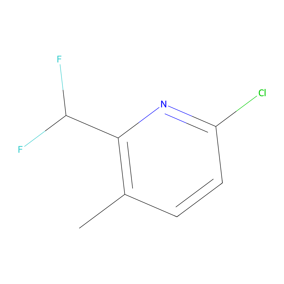 6-Chloro-2-(difluoromethyl)-3-methylpyridine molecular structure, CAS 1806787-59-6