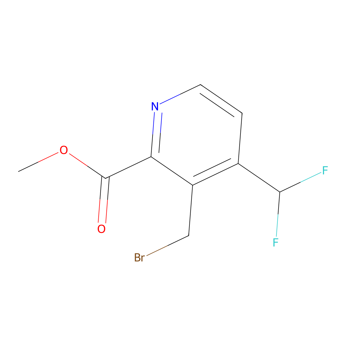 2-Pyridinecarboxylic acid, 3-(bromomethyl)-4-(difluoromethyl)-, methyl ester molecular structure, CAS 1806789-68-3