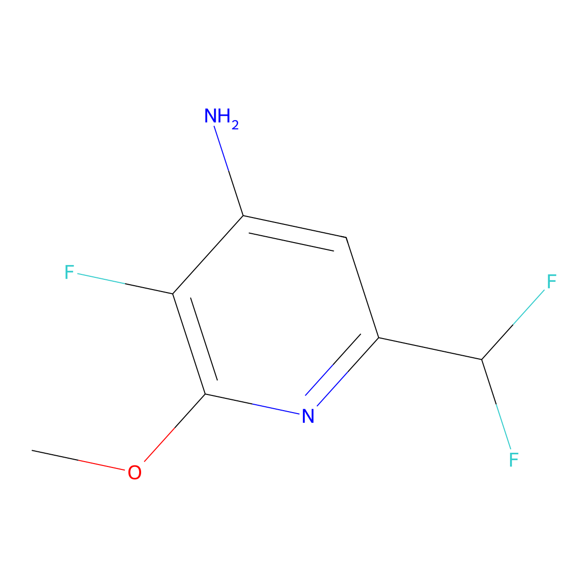 6-(Difluoromethyl)-3-fluoro-2-methoxypyridin-4-amine molecular structure, CAS 1806813-68-2