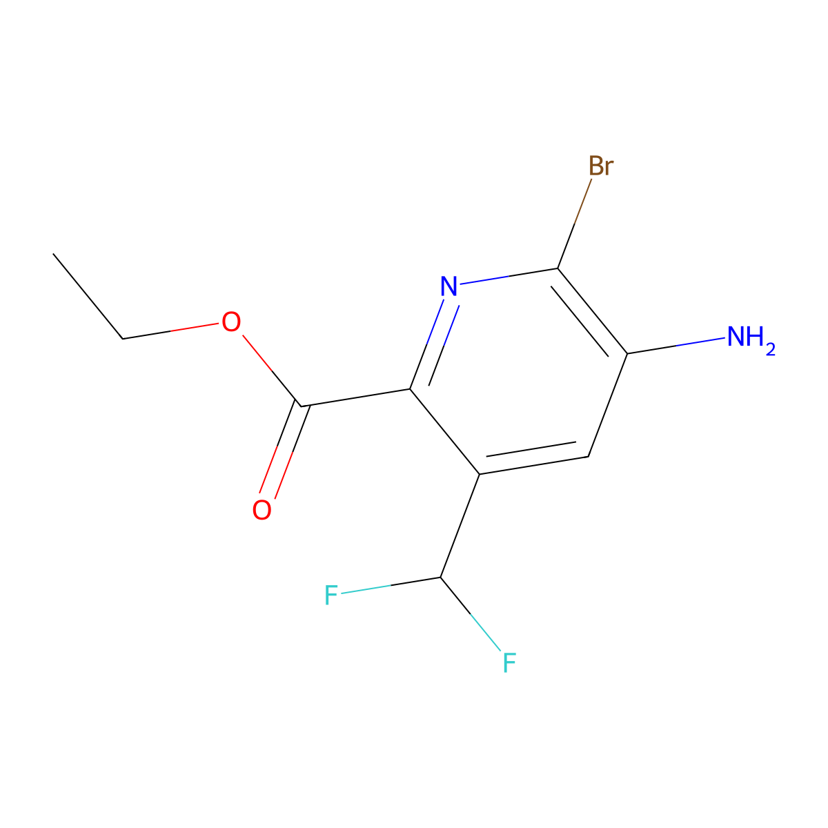 Ethyl 5-amino-6-bromo-3-(difluoromethyl)picolinate molecular structure, CAS 1806814-34-5