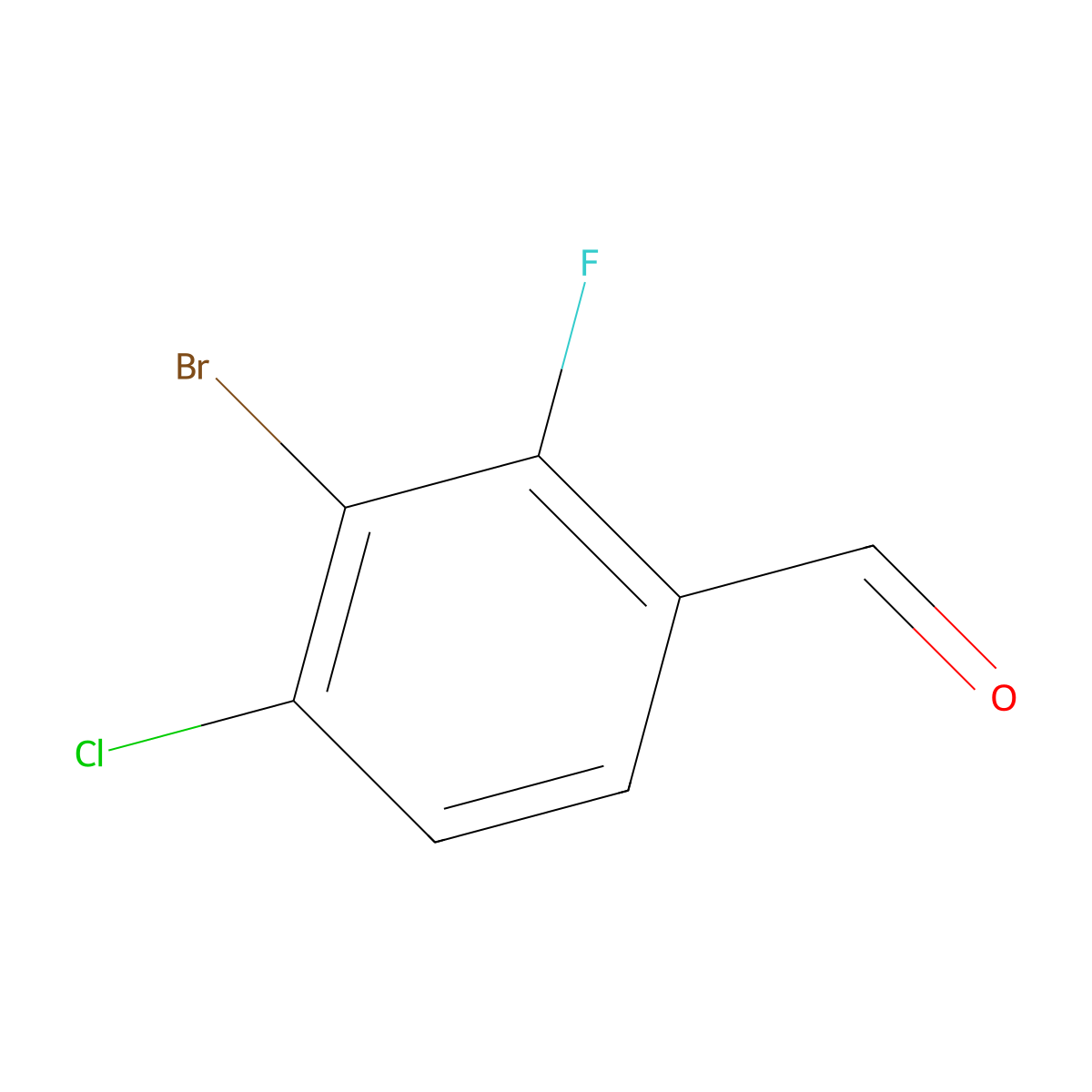3-Bromo-4-chloro-2-fluorobenzaldehyde molecular structure, CAS 1806838-95-8