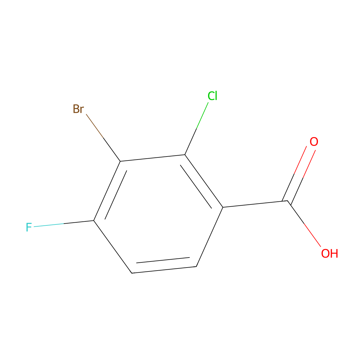 3-Bromo-2-chloro-4-fluorobenzoic acid molecular structure, CAS 1806839-00-8