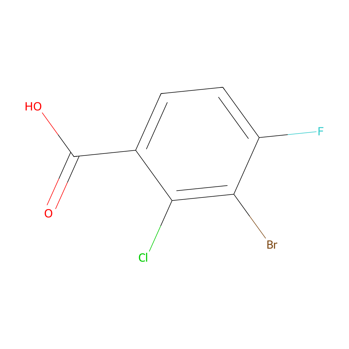 3-Bromo-2-chloro-4-fluorobenzoic acid molecular structure, CAS 1806839-00-8