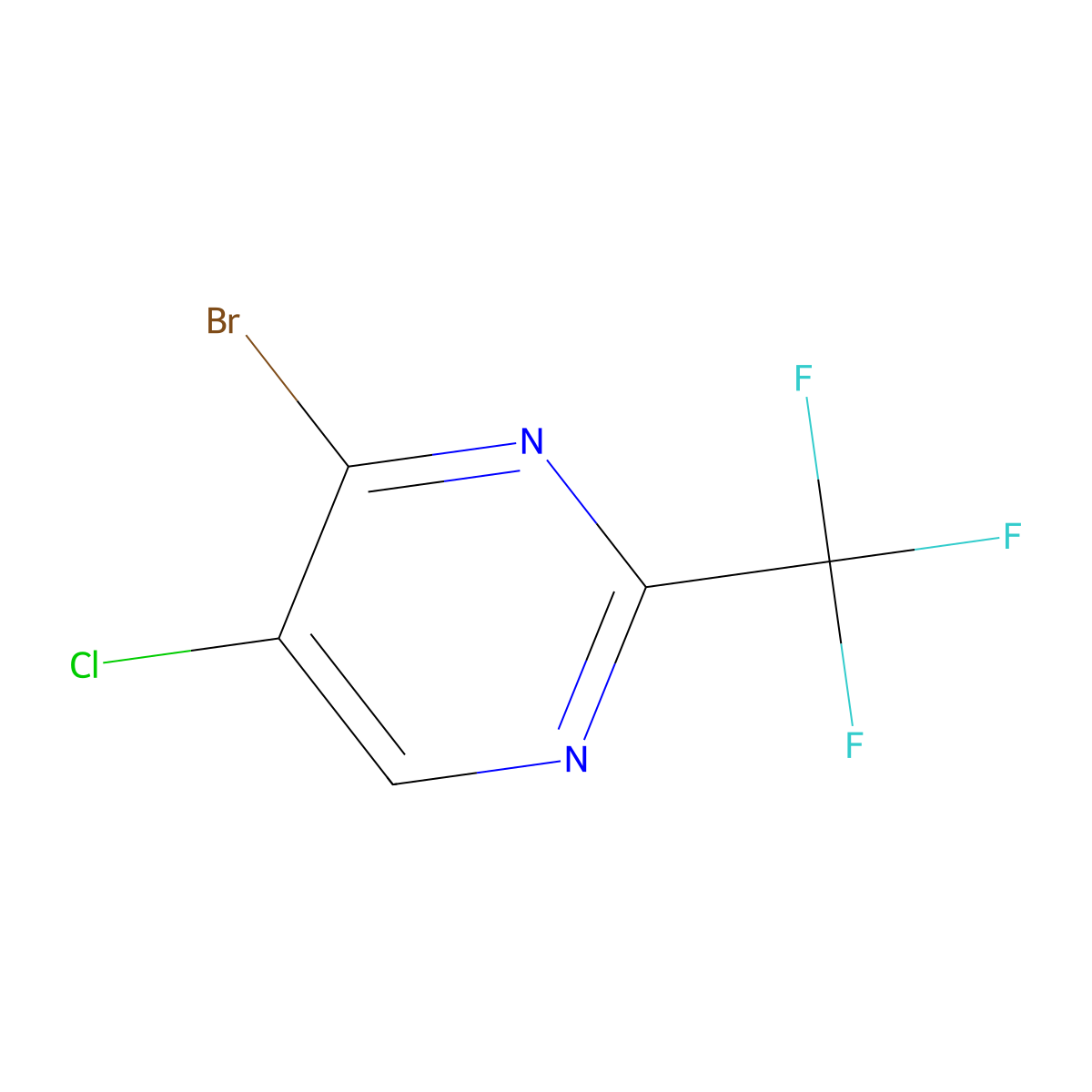 4-Bromo-5-chloro-2-(trifluoromethyl)pyrimidine molecular structure, CAS 1806847-49-3