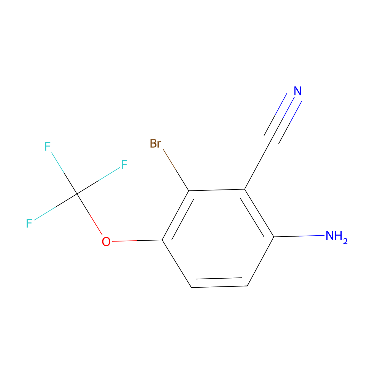 6-Amino-2-bromo-3-(trifluoromethoxy)benzonitrile molecular structure, CAS 1806854-79-4
