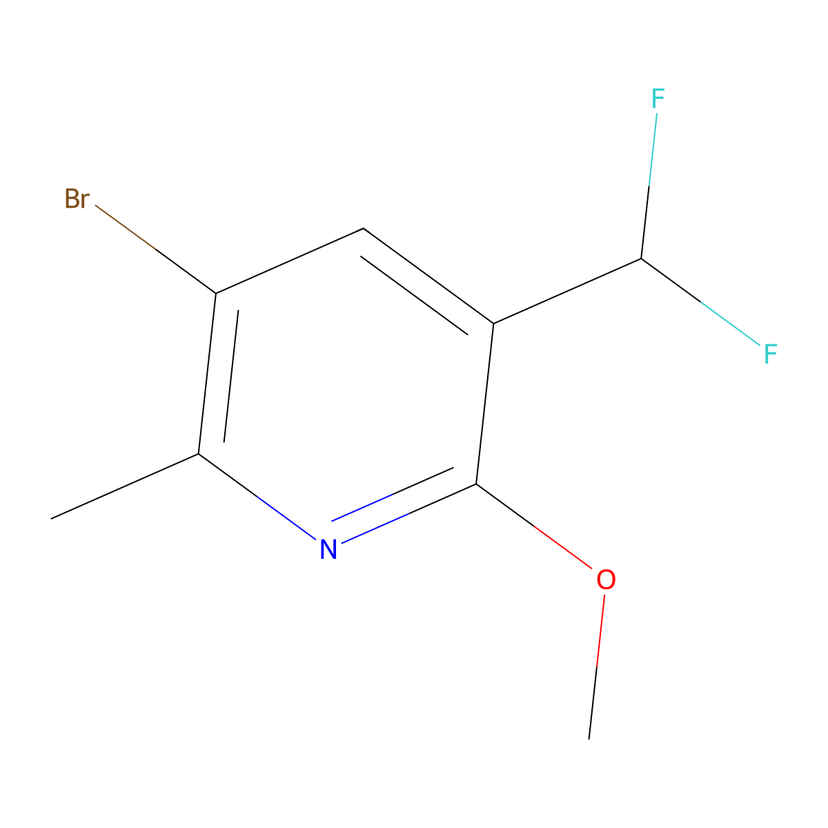 3-Bromo-5-(difluoromethyl)-6-methoxy-2-methylpyridine molecular structure, CAS 1806866-81-8