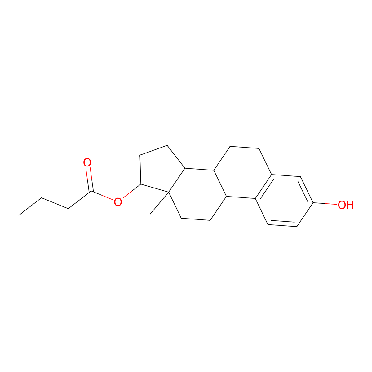 Estra-1,3,5(10)-triene-3,17-diol (17beta)-, 17-butanoate molecular structure, CAS 18069-79-9