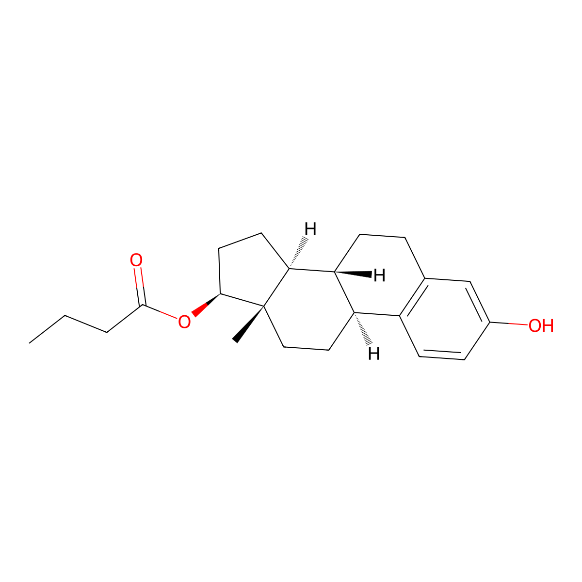 Estra-1,3,5(10)-triene-3,17-diol (17beta)-, 17-butanoate molecular structure, CAS 18069-79-9