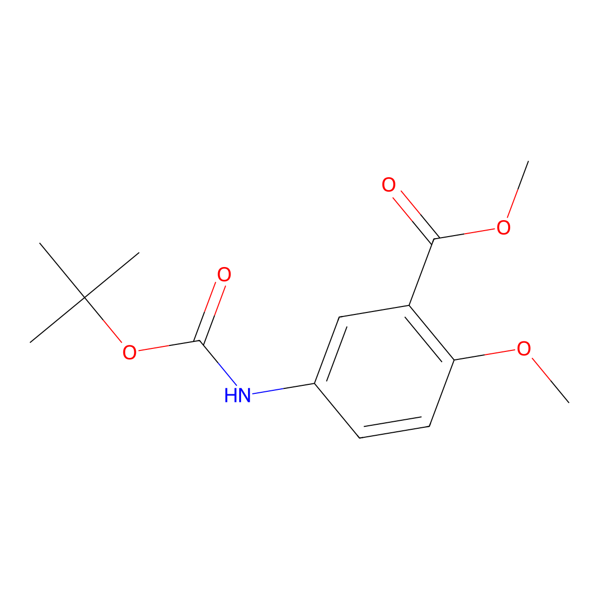 Methyl 5-((tert-butoxycarbonyl)amino)-2-methoxybenzoate molecular structure, CAS 180690-86-2