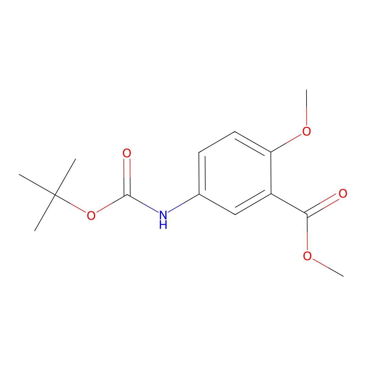 Methyl 5-((tert-butoxycarbonyl)amino)-2-methoxybenzoate molecular structure, CAS 180690-86-2
