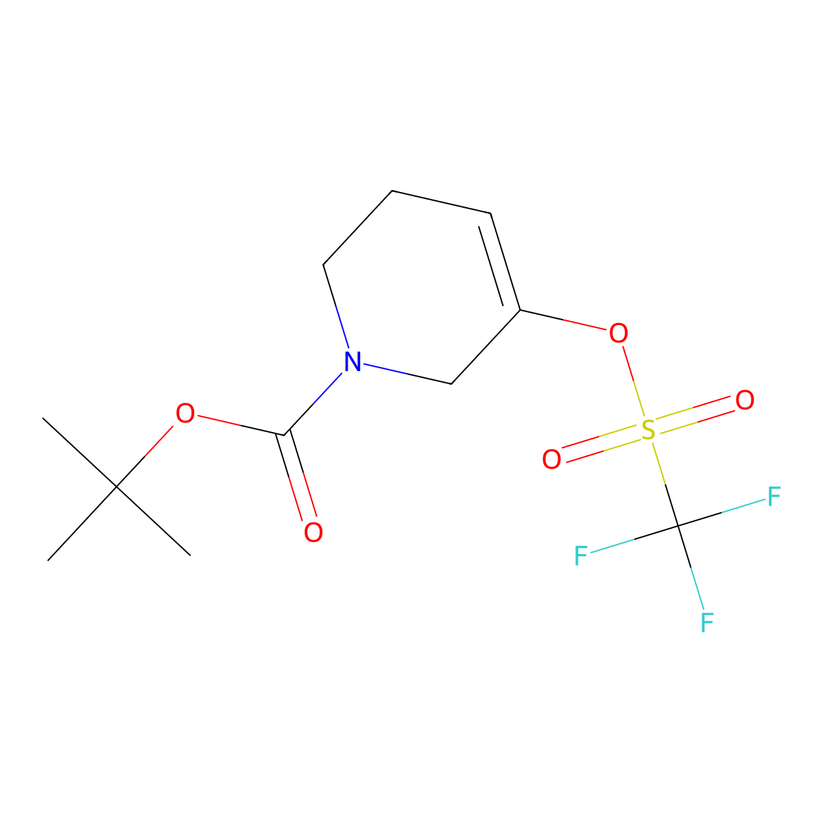 tert-Butyl 3-(((trifluoromethyl)sulfonyl)oxy)-5,6-dihydropyridine-1(2H)-carboxylate molecular structure, CAS 180691-65-0