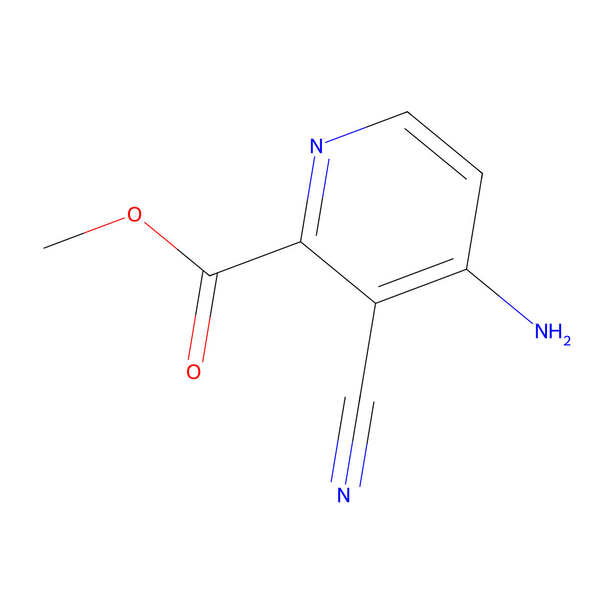 Methyl 4-amino-3-cyanopyridine-2-carboxylate molecular structure, CAS 1806923-91-0