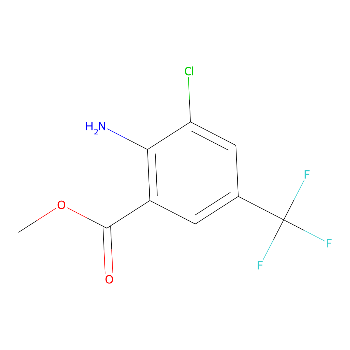 Methyl 2-amino-3-chloro-5-(trifluoromethyl)benzoate molecular structure, CAS 1806927-85-4