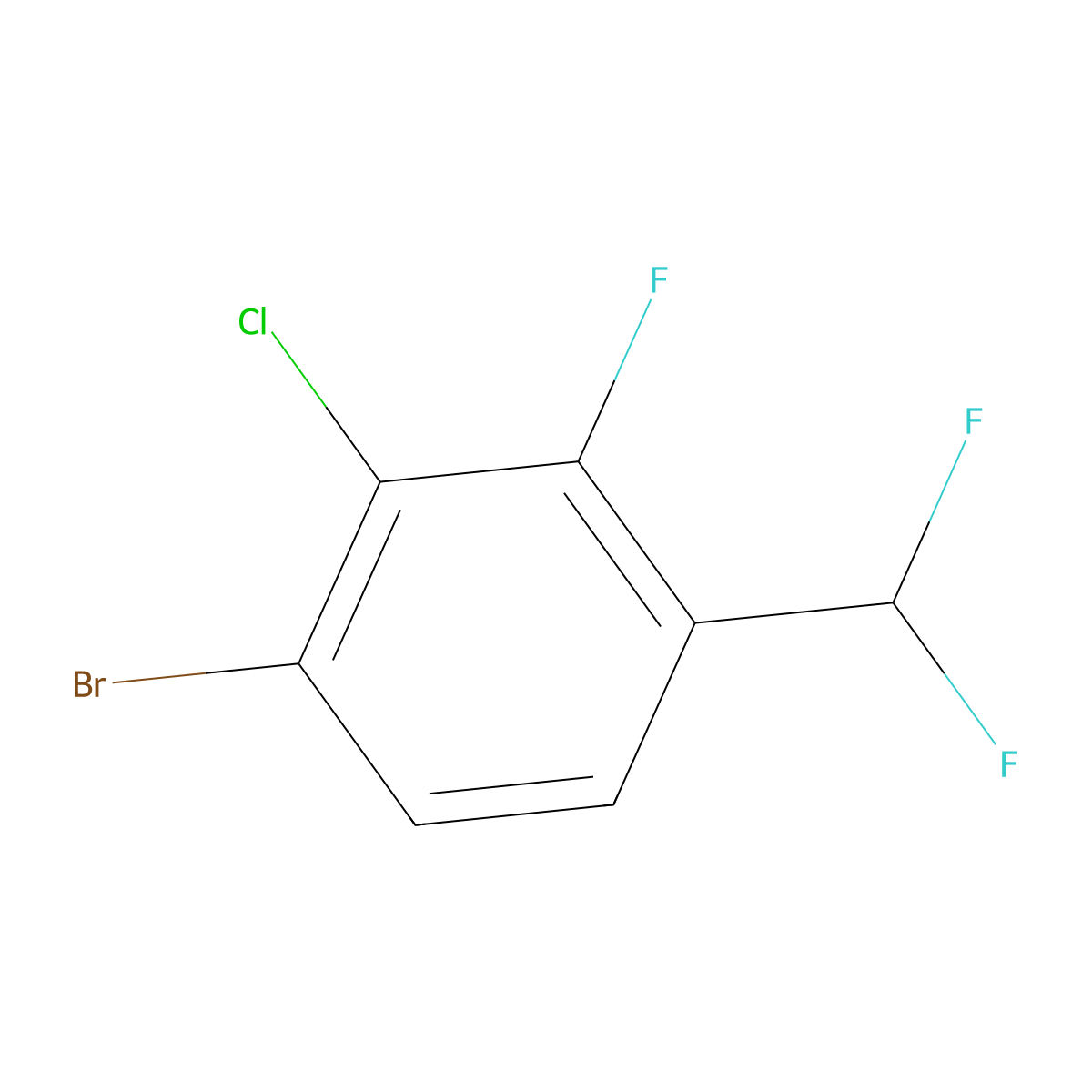 1-Bromo-2-chloro-4-(difluoromethyl)-3-fluorobenzene molecular structure, CAS 1806970-46-6
