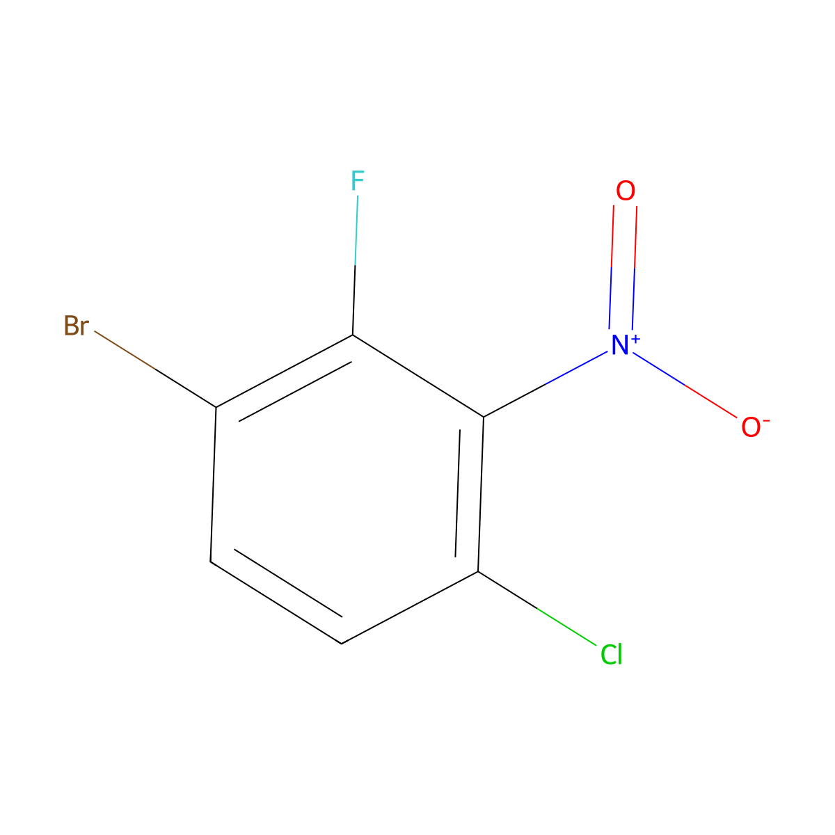1-Bromo-4-chloro-2-fluoro-3-nitrobenzene molecular structure, CAS 1806970-78-4