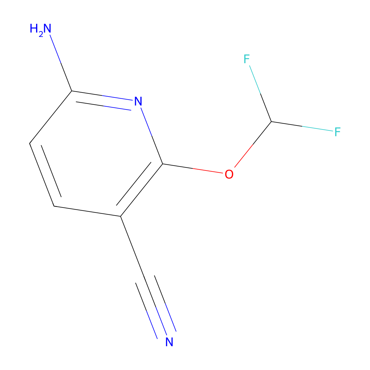 6-Amino-2-(difluoromethoxy)pyridine-3-carbonitrile molecular structure, CAS 1806976-41-9
