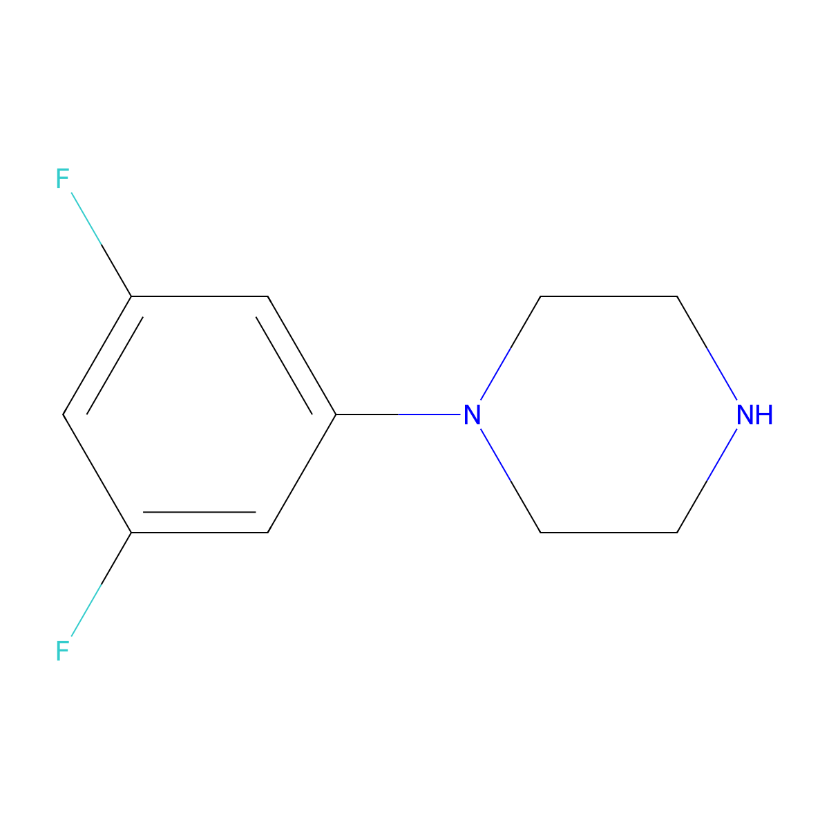 1-(3,5-Difluorophenyl)piperazine molecular structure, CAS 180698-14-0