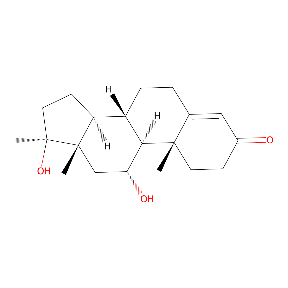 11alpha,17beta-Dihydroxy-17-methylandrost-4-en-3-one molecular structure, CAS 1807-02-9