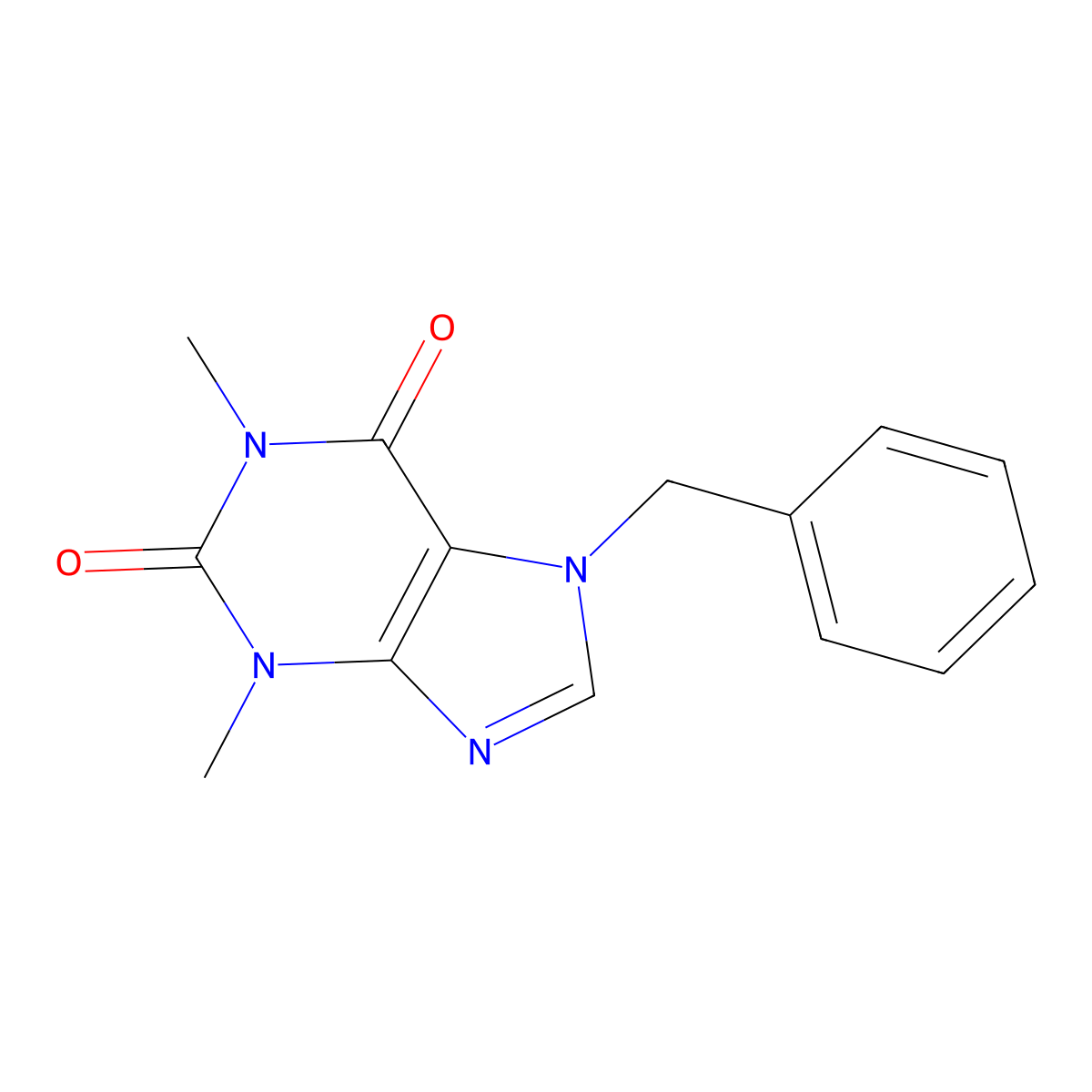 3,7-Dihydro-1,3-dimethyl-7-(phenylmethyl)-1H-purine-2,6-dione molecular structure, CAS 1807-85-8