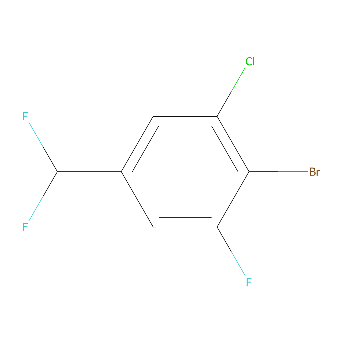 2-Bromo-1-chloro-5-(difluoromethyl)-3-fluorobenzene molecular structure, CAS 1807002-95-4