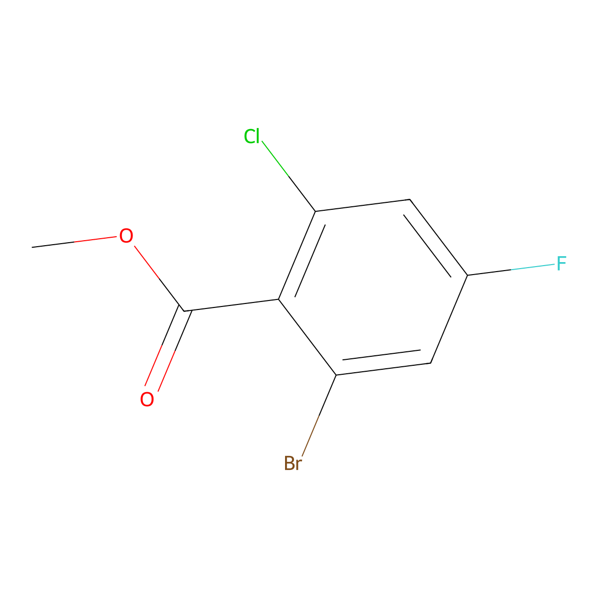 Methyl 2-bromo-6-chloro-4-fluorobenzoate molecular structure, CAS 1807003-26-4