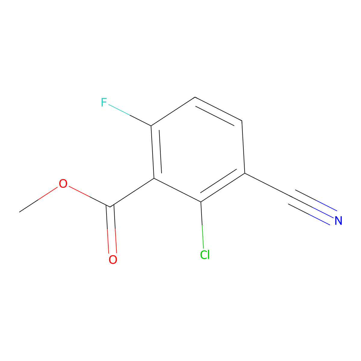Methyl 2-chloro-3-cyano-6-fluorobenzoate molecular structure, CAS 1807006-74-1