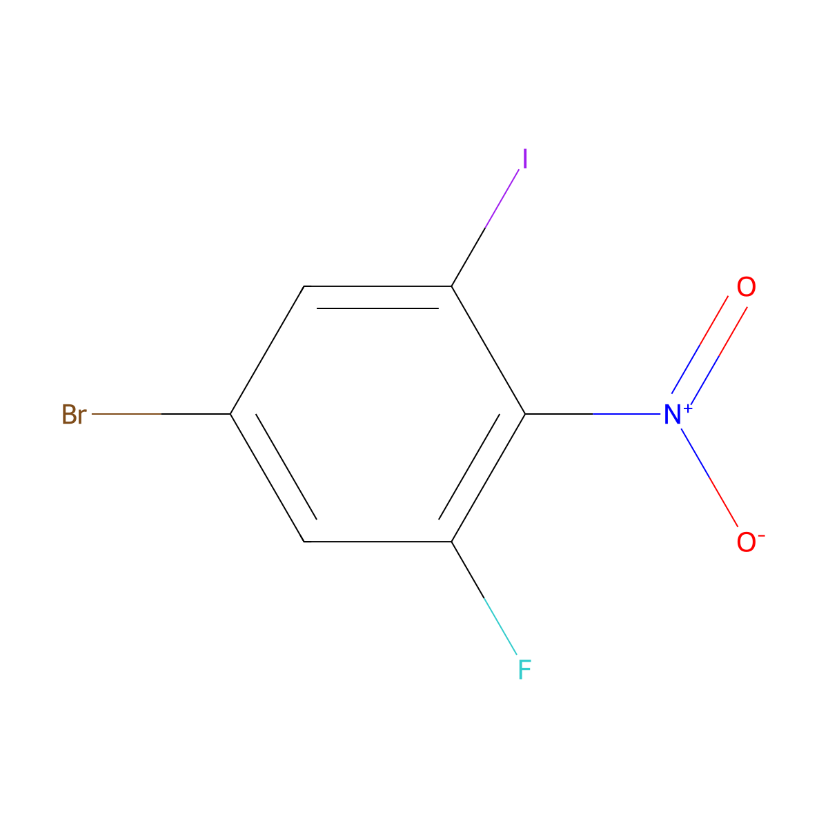 4-Bromo-2-fluoro-6-iodonitrobenzene molecular structure, CAS 1807008-13-4