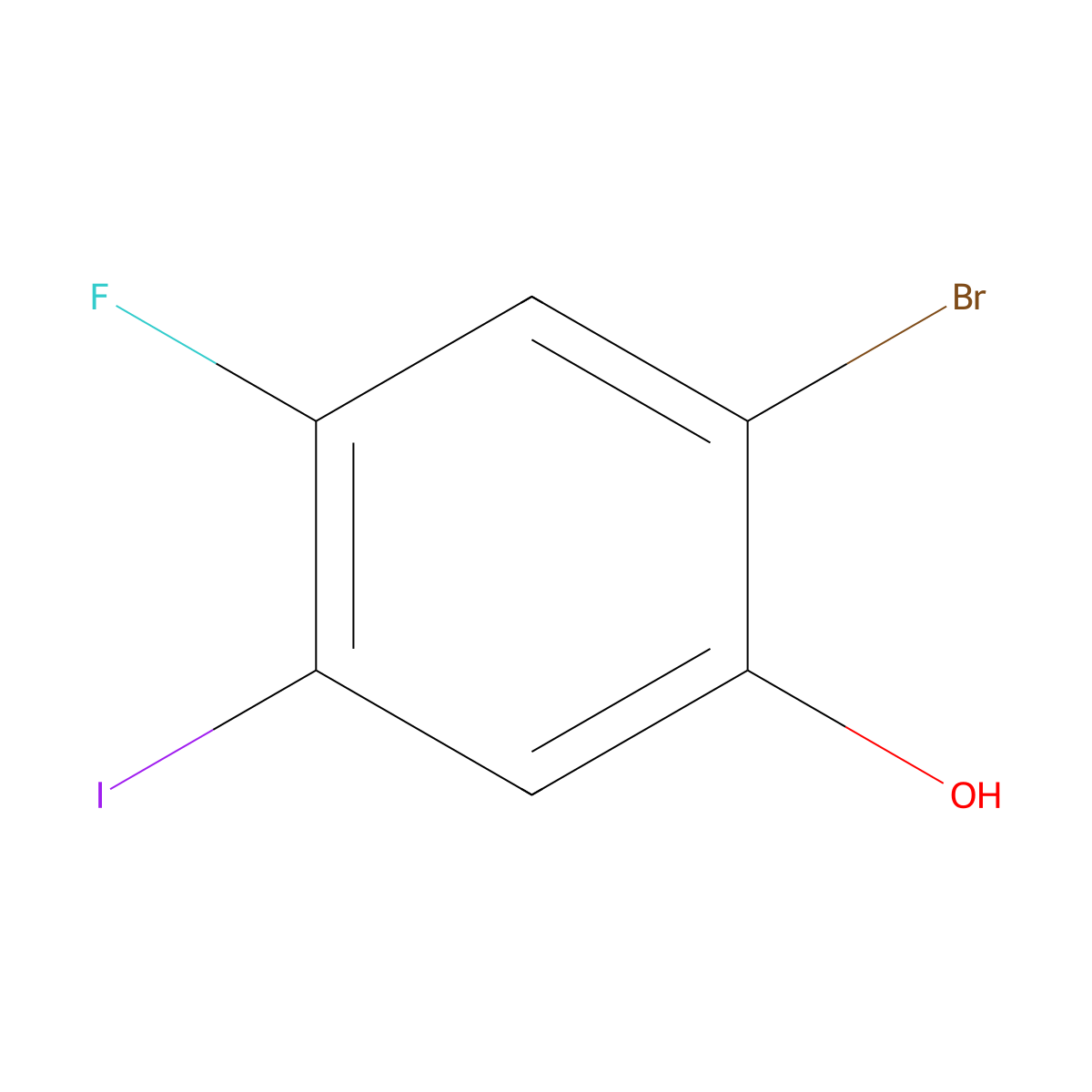 2-Bromo-4-fluoro-5-iodophenol molecular structure, CAS 1807008-34-9