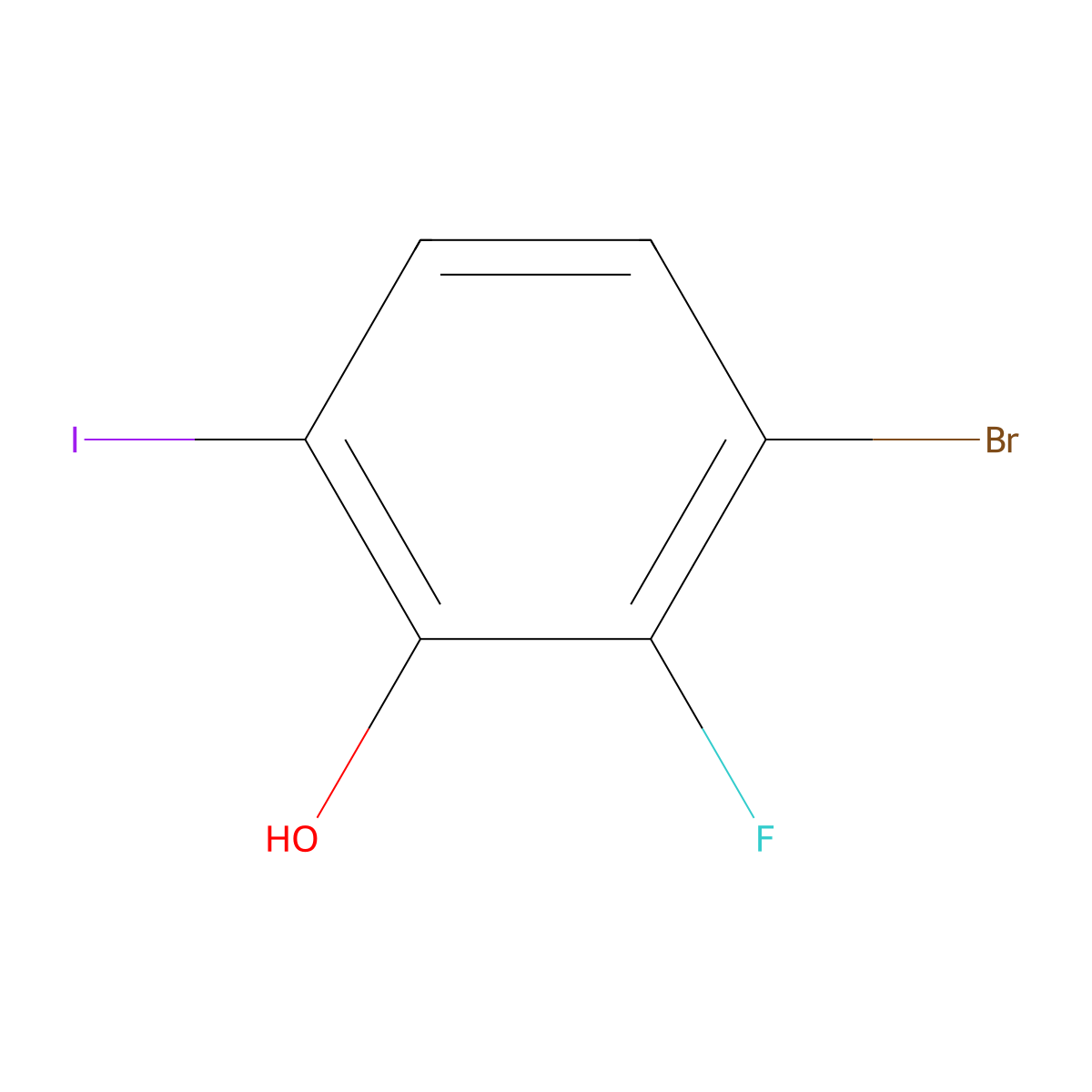 3-Bromo-2-fluoro-6-iodophenol molecular structure, CAS 1807008-40-7