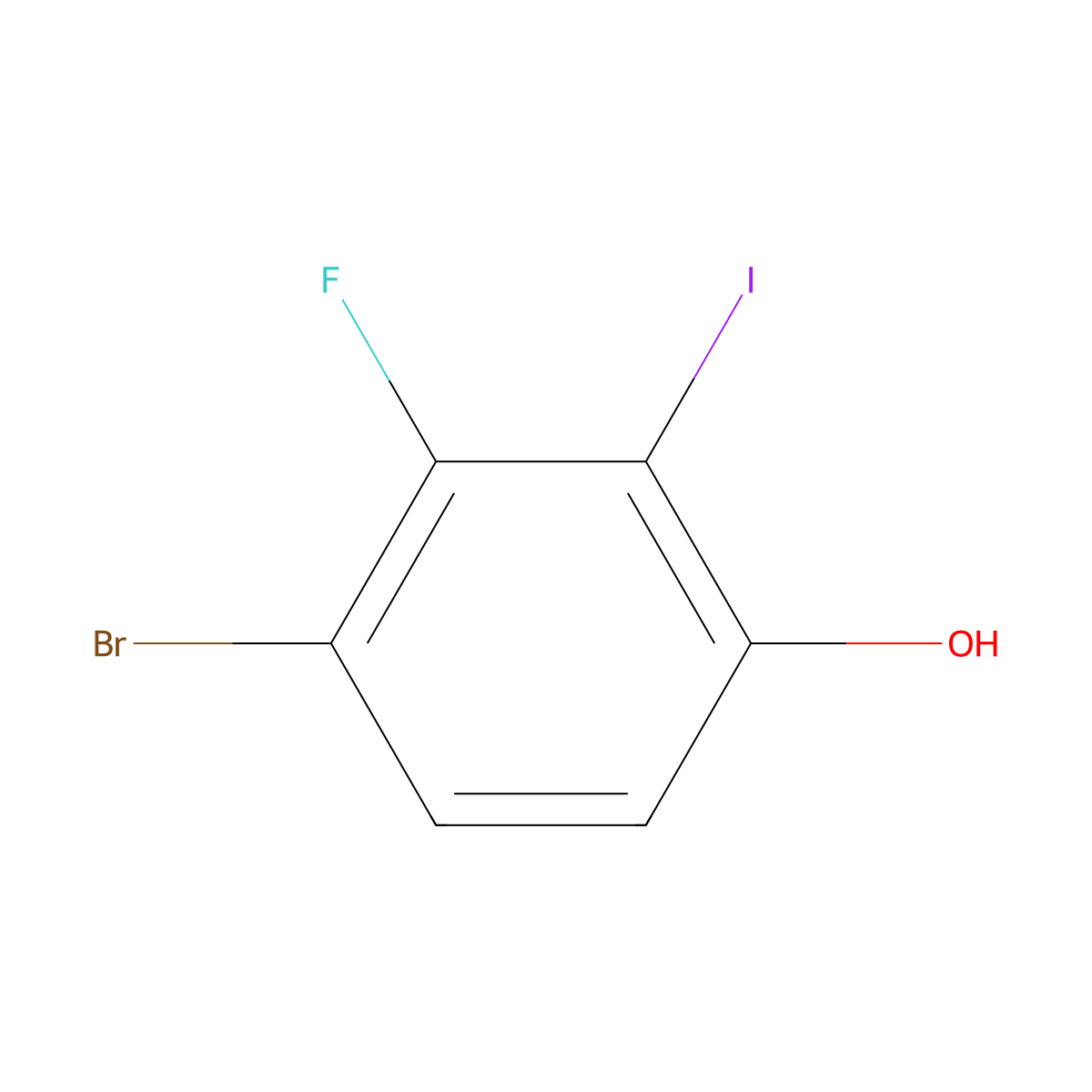 4-Bromo-3-fluoro-2-iodophenol molecular structure, CAS 1807008-49-6