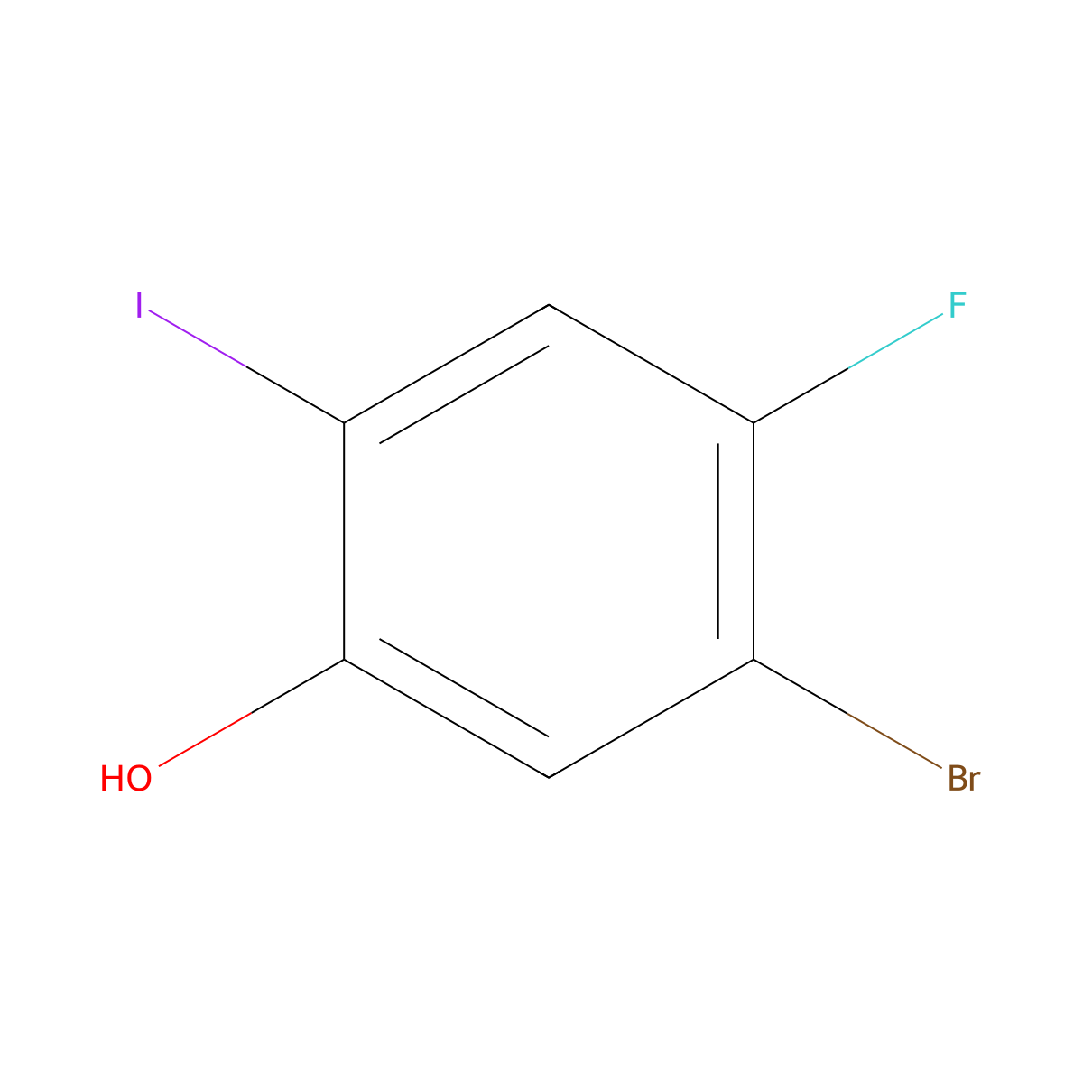 5-Bromo-4-fluoro-2-iodophenol molecular structure, CAS 1807008-53-2