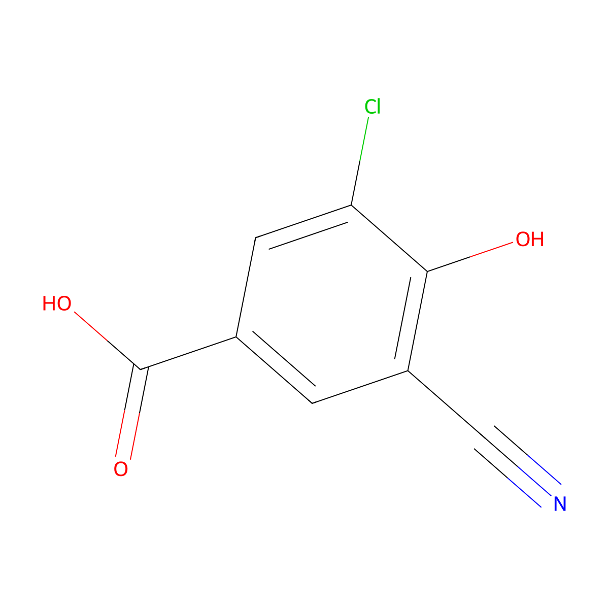 3-Chloro-5-cyano-4-hydroxybenzoic acid molecular structure, CAS 1807008-93-0