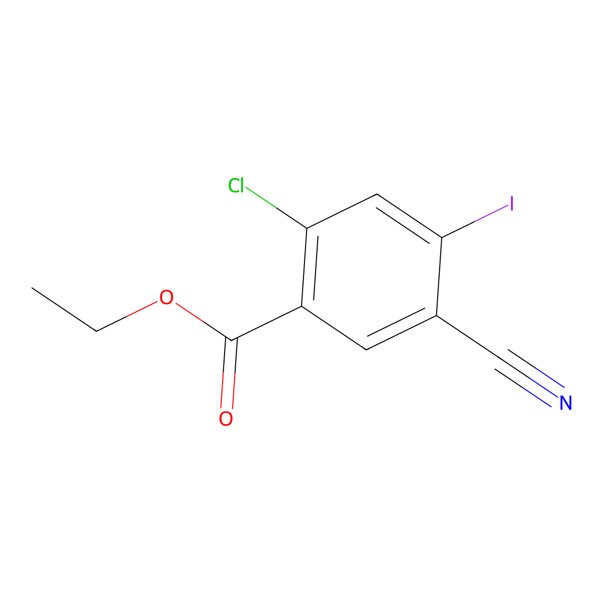 Ethyl 2-chloro-5-cyano-4-iodobenzoate molecular structure, CAS 1807010-35-0