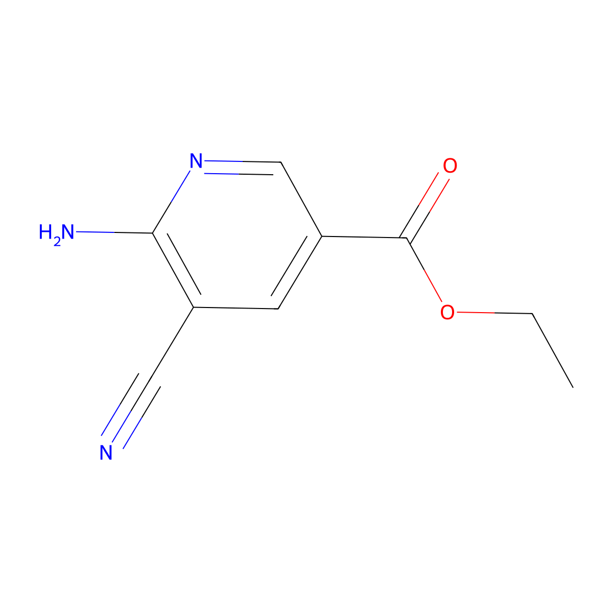 Ethyl 6-amino-5-cyanopyridine-3-carboxylate molecular structure, CAS 1807011-42-2