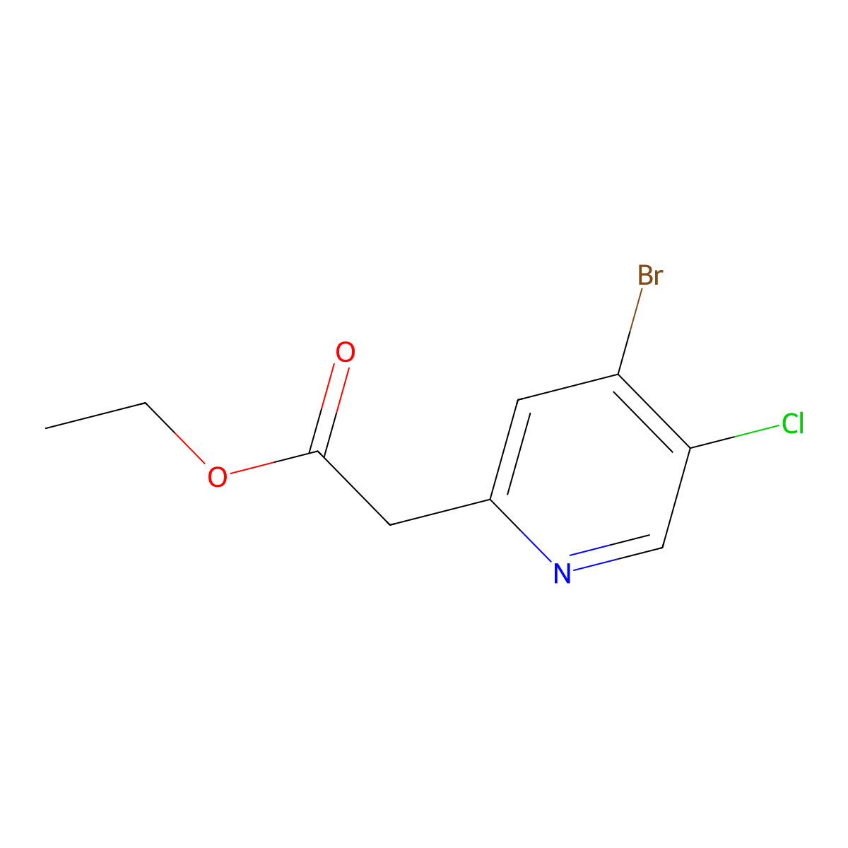 Ethyl 4-bromo-5-chloropyridine-2-acetate molecular structure, CAS 1807012-93-6