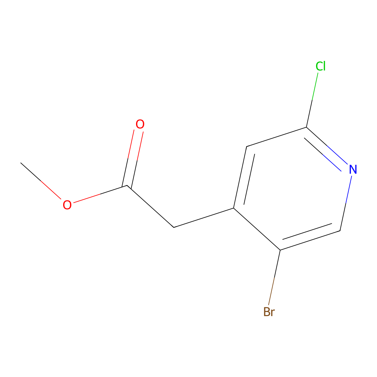 Methyl 2-(5-bromo-2-chloropyridin-4-yl)acetate molecular structure, CAS 1807013-19-9